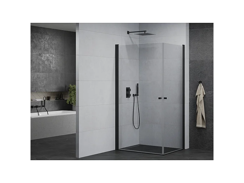 Mexen Pretoria Cabine de douche duo pivotante 90 x 80 cm, transparente, noire - 852-090-080-70-00-02