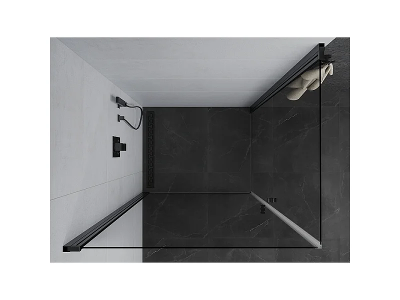 Mexen Pretoria Cabine de douche duo pivotante 90 x 80 cm, transparente, noire - 852-090-080-70-00-02