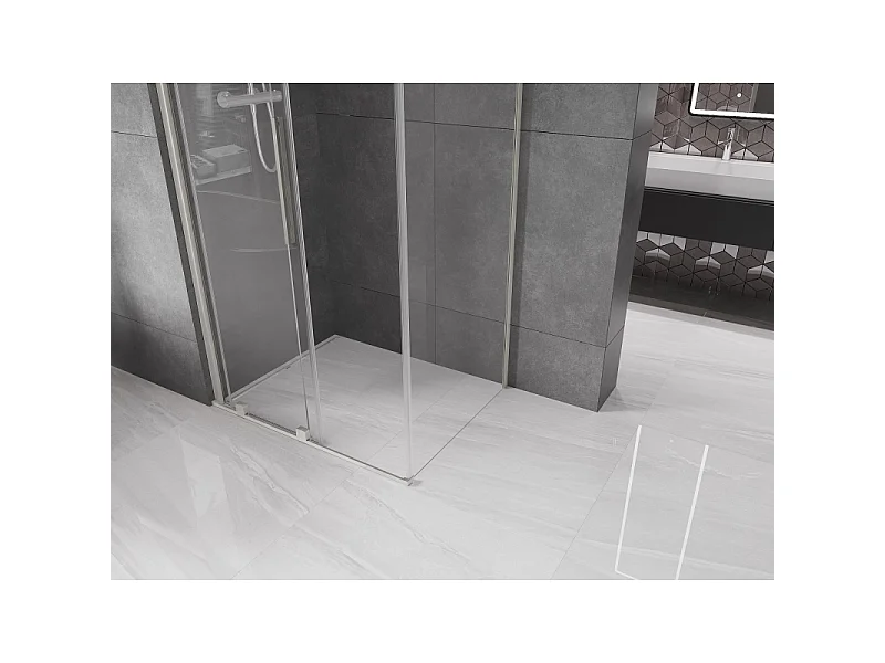 Mexen Velar cabine de douche coulissante 110 x 75 cm, transparent, nickel brossé - 871-110-075-01-97