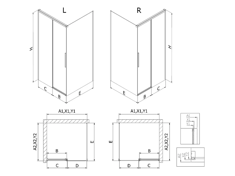 Mexen Rox schuifdouchecabine 130 x 100 cm, transparant, wit - 8C2-130-100-20-00
