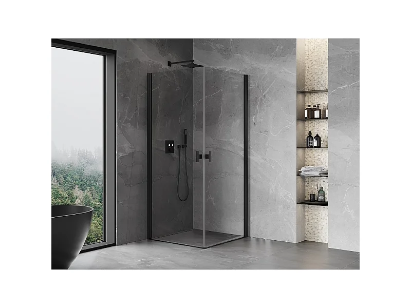 Mexen Mist-B Duo cabina doccia ad anta 85 x 85 cm, trasparente, nero - 8A2-085-085-70-00