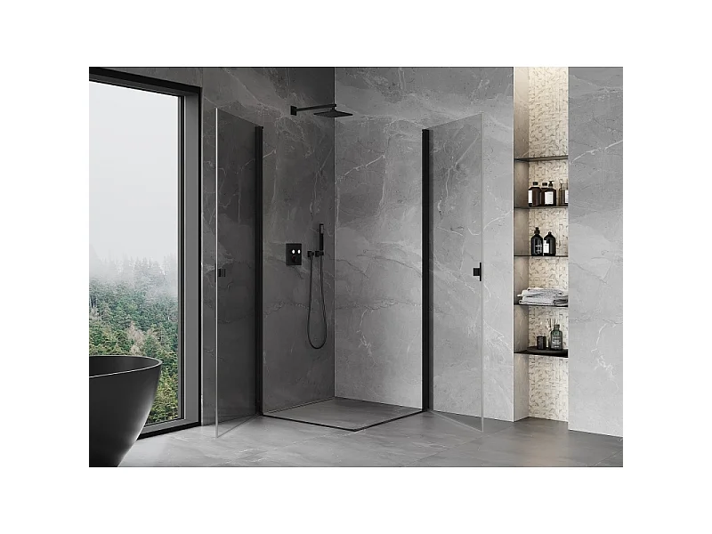Mexen Mist-B Duo cabina doccia ad anta 85 x 85 cm, trasparente, nero - 8A2-085-085-70-00