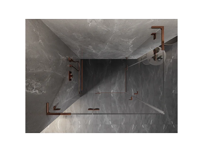 Mexen Lunar L Duo cabine de douche pivotante gauche 115 x 75 cm, transparent, or rose - 834L-115L-075P-60-00