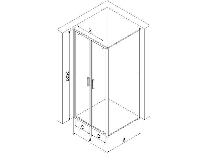 Mexen Exo douchecabine met draaideur 90 x 85 cm, transparant, chroom - 8182-090-085-01-00