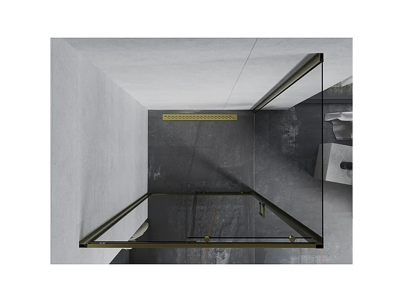 Mexen Apia schuifbare douchecabine 120 x 90 cm, transparant, goud - 840-120-090-50-00