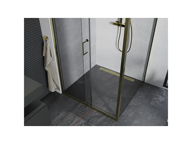 Mexen Apia schuifbare douchecabine 120 x 90 cm, transparant, goud - 840-120-090-50-00