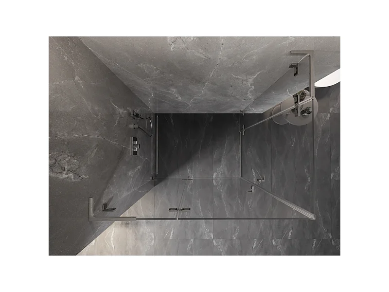 Mexen Lunar L Duo levo krilo tuš kabina 90 x 85 cm, prozorna, brušen nikelj - 834L-090L-085P-97-00
