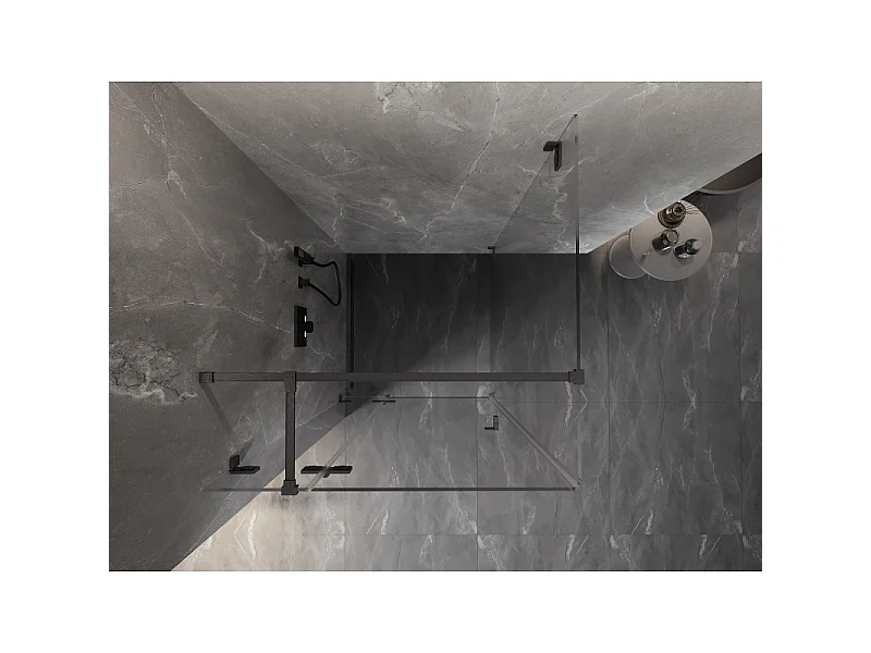 Mexen Lunar T nedfældet venstre bruserkabine 80 x 80 cm, transparent, børstet pistolgrå - 834T-080-080-66-00-L