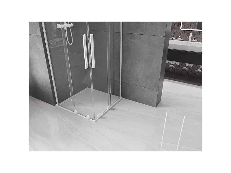 Mexen Velar L Duo schuifdouchecabine 90 x 90 cm, transparant, wit - 871-090-090-02-03-20