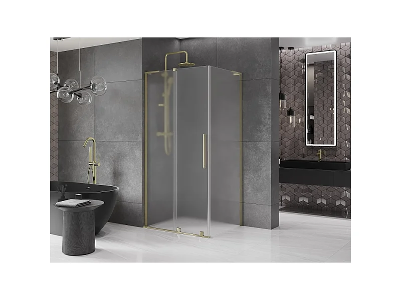 Mexen Velar L cabine de douche coulissante 110 x 80 cm, givre, or - 871-110-080-33-50