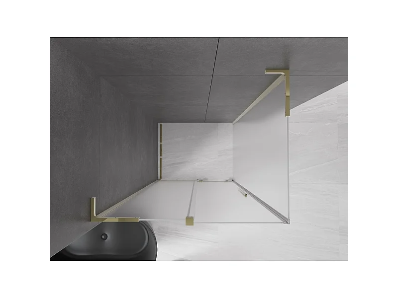 Mexen Velar L cabine de douche coulissante 110 x 80 cm, givre, or - 871-110-080-33-50