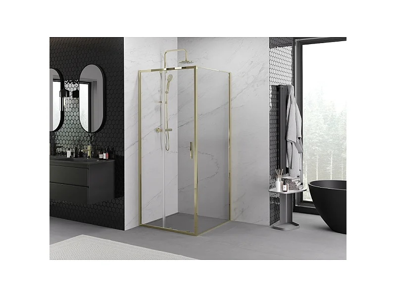 Mexen Exo Schiebeduschkabine 110 x 110 cm, transparent, gold - 8151-110-110-50-00