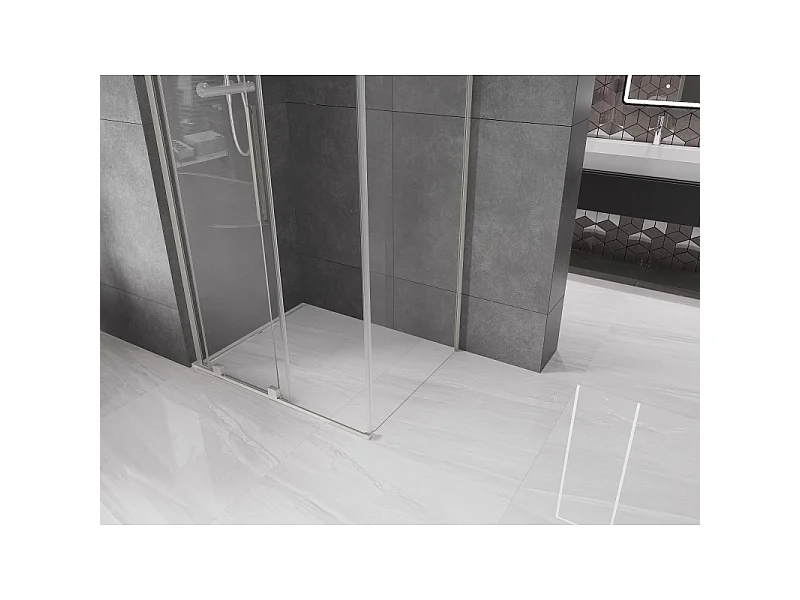 Mexen Velar L sliding shower cabin 90 x 80 cm, transparent, brushed nickel - 871-090-080-03-97
