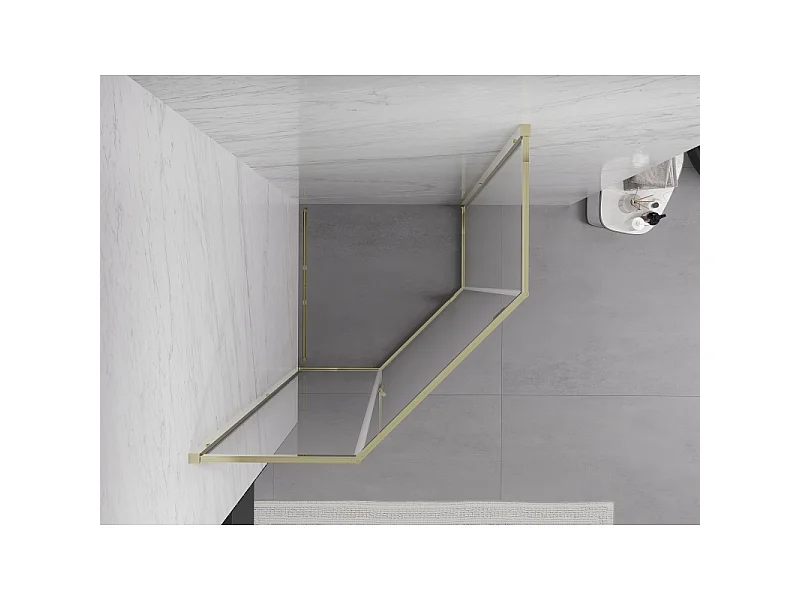Mexen Exo cabina de ducha pentagonal abatible 100 x 100 cm, transparente, dorada - 812-100-100-50-00