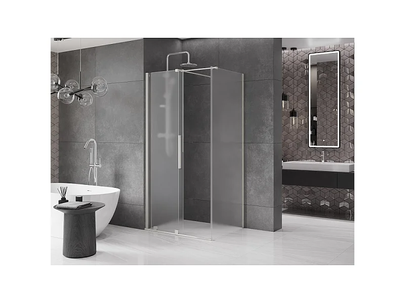 Mexen Velar schuifdouchecabine 120 x 80 cm, ijs, geborsteld nikkel - 871-120-080-31-97