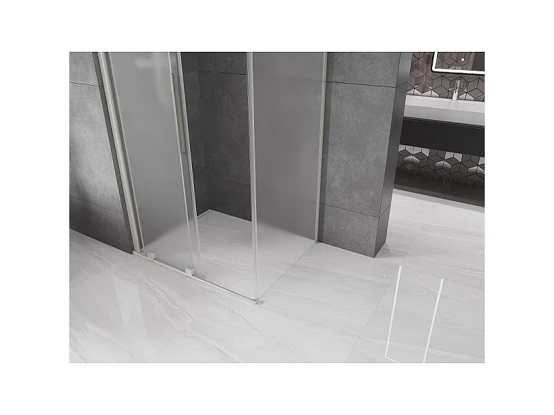 Mexen Velar schuifdouchecabine 120 x 80 cm, ijs, geborsteld nikkel - 871-120-080-31-97