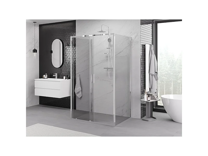 Mexen Exo-3S kabina prysznicowa 3-ścienna rozsuwana 115 x 75 cm, transparent, chrom - 8151-115-075-01-00-3S