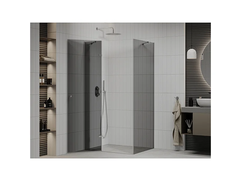Mexen Roma Duschkabine schwenkbar 80 x 90 cm, graphit, chrom - 854-080-090-01-40