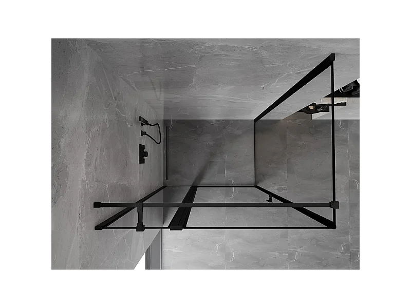 Mexen Mist T cabine de douche à charnière gauche 100 x 110 cm, cadre noir, noir - 8A4T-100-110-70-70-L