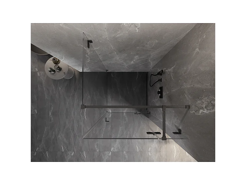 Mexen Lunar T cabine de douche pivotante droite 90 x 90 cm, transparent, gris canon brossé - 834T-090-090-66-00-P