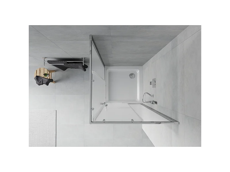 Mexen Rio vierkante douchecabine 70 x 70 cm, matglas, chroom + Flat douchebak, wit - 860-070-070-01-30-4010