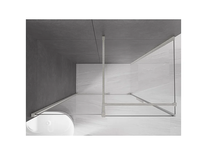 Mexen Velar cabine de douche coulissante 140 x 80 cm, transparent, nickel brossé - 871-140-080-01-97
