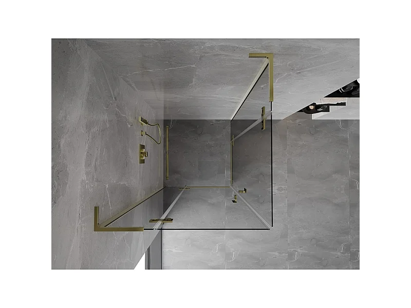 Mexen Mist-H L Duo douchecabine scharnierend 115 x 115 cm, transparant, goud - 8A5L-115L-115P-50-00