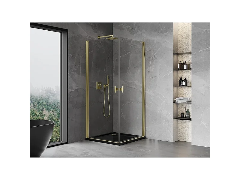 Mexen Mist-B Duo douchecabine draaideur 70 x 70 cm, transparant, goud - 8A2-070-070-50-00