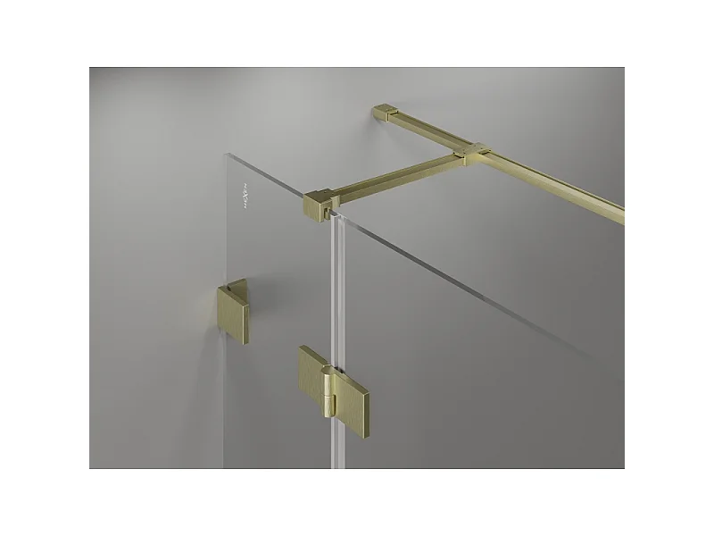 Mexen Lunar T venstre hængslet brusekabine 85 x 110 cm, transparent, børstet guld - 834T-085-110-55-00-L