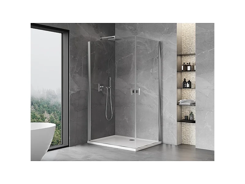 Mexen Mist-B Duo douchecabine scharnierend 90 x 85 cm, transparant, chroom - 8A2-090-085-01-00