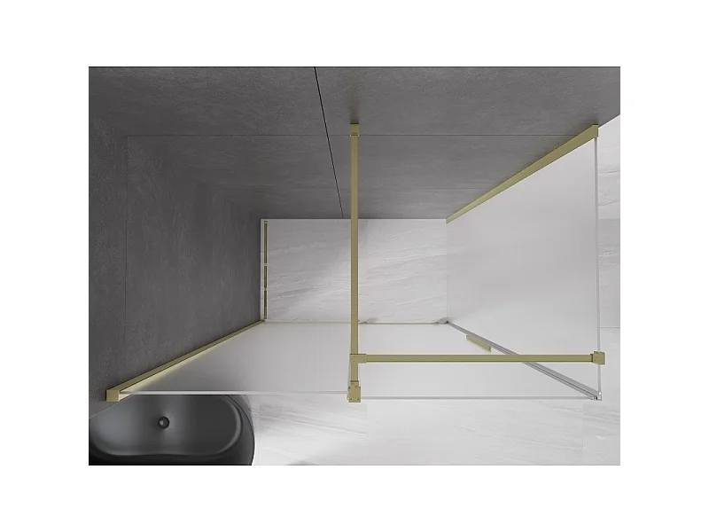 Mexen Velar schuifdouchecabine 130 x 70 cm, ijs, geborsteld goud - 871-130-070-31-55