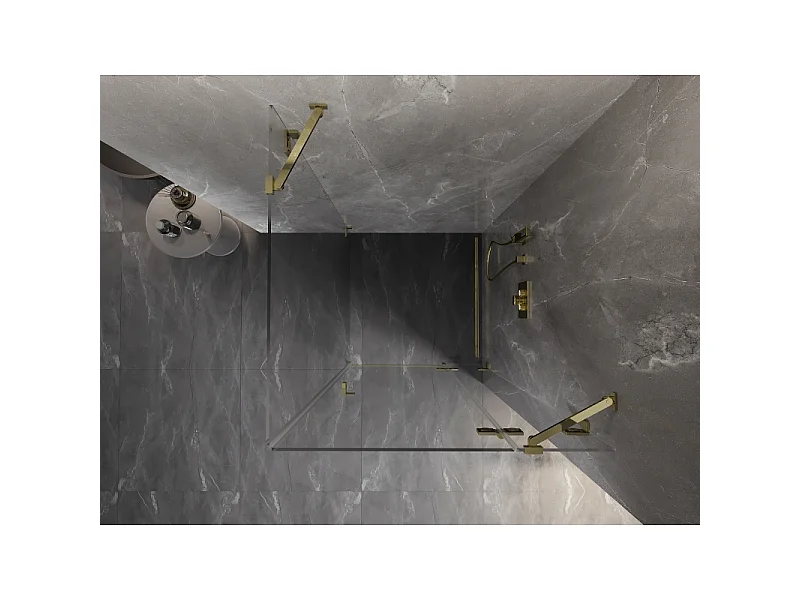 Mexen Lunar shower enclosure swing right 90 x 90 cm, transparent, gold - 834-090-090-50-00-P