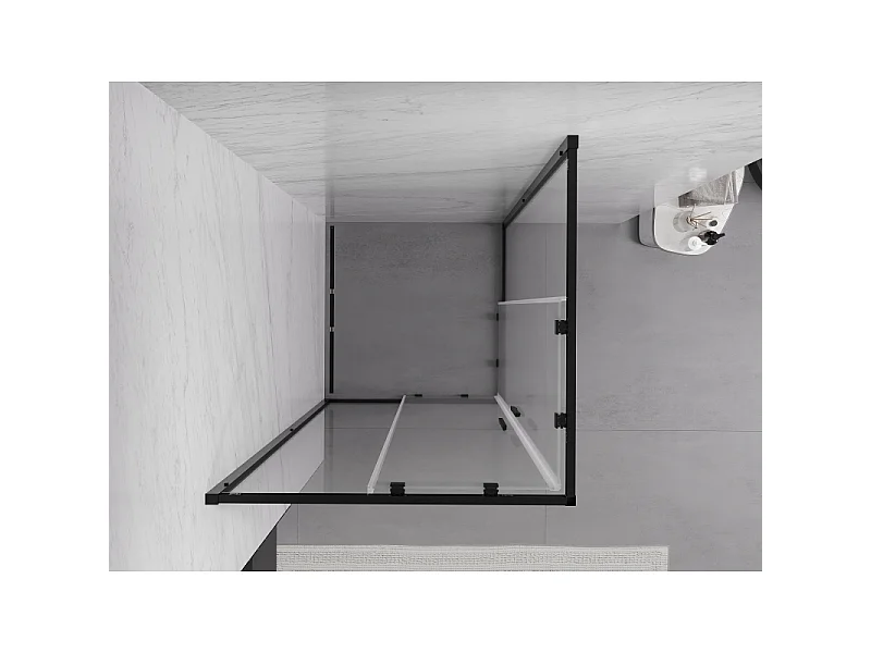 Mexen Exo cabine de douche carrée coulissante 80 x 80 cm, transparent, noire - 8111-080-080-70-00