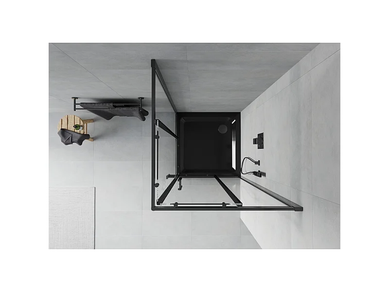 Mexen Rio vierkante douchecabine 70 x 70 cm, transparant, zwart + Flat douchebak, zwart - 860-070-070-70-00-4070B