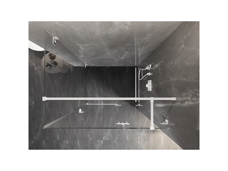 Mexen Lunar T retsvinget brusekabine 135 x 80 cm, transparent, hvid - 834T-135-080-20-00-P