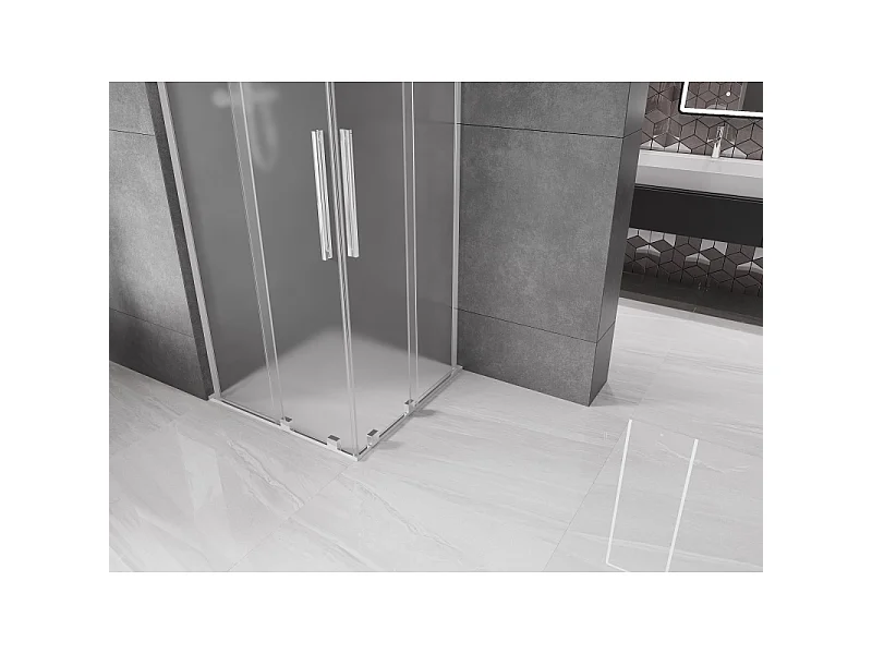 Mexen Velar L Duo Schiebeduschkabine 100 x 100 cm, satiniert, Chrom - 871-100-100-02-33-01