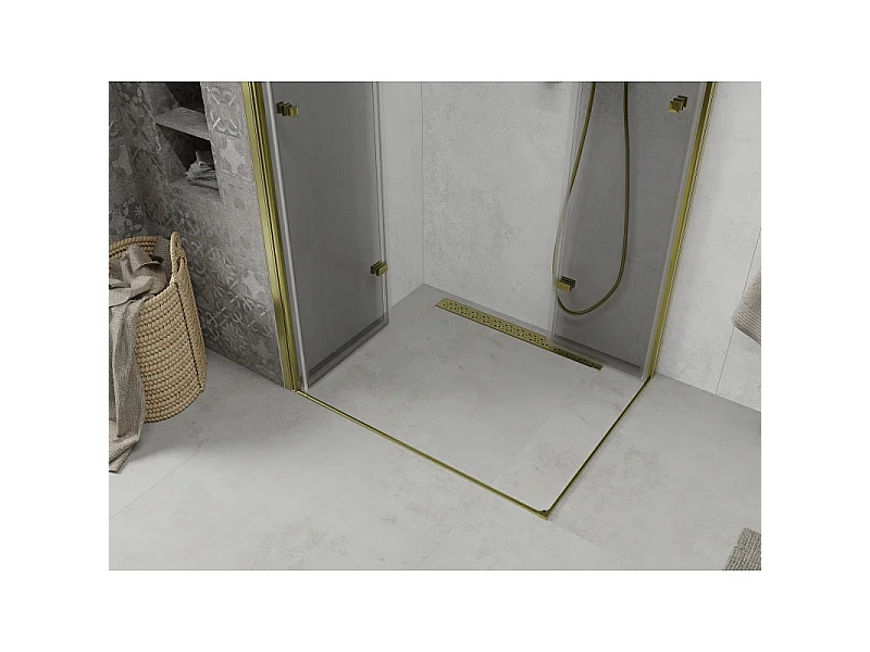 Mexen Lima Duo opvouwbare douchecabine 100 x 90 cm, transparant, goud - 856-100-090-50-00-02