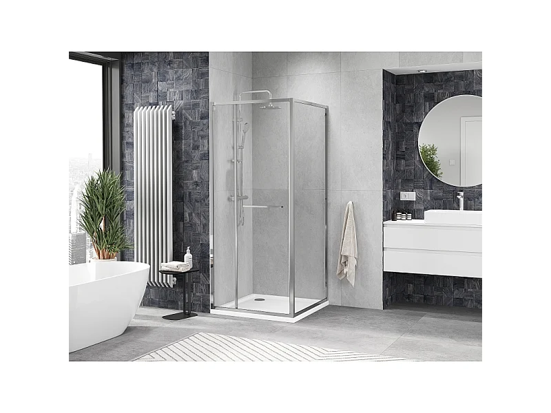 Mexen Linea skydedør brusekabine 80 x 80 cm, transparent, krom - 8E1-080-080-01-01
