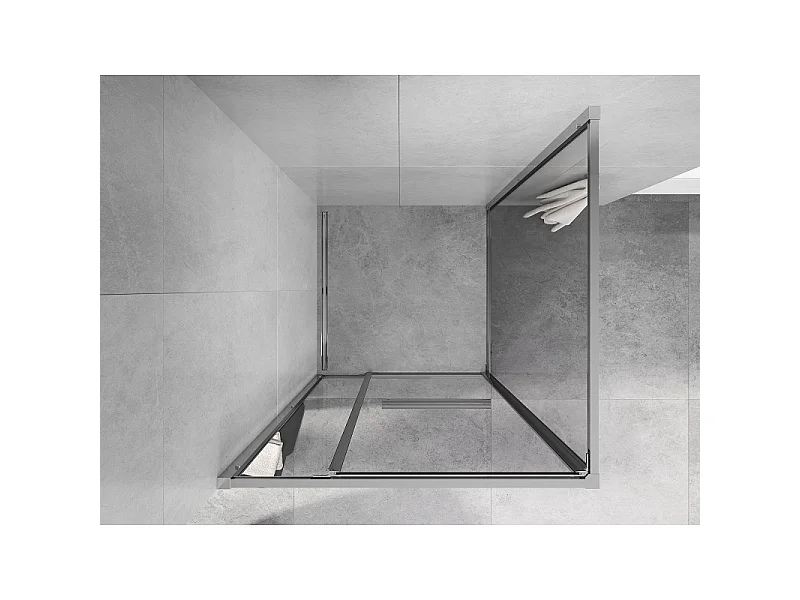 Mexen Linea skydedør brusekabine 80 x 80 cm, transparent, krom - 8E1-080-080-01-01