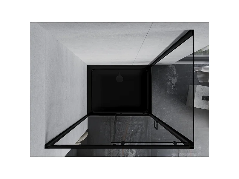 Mexen Apia schuifdouchecabine 110 x 80 cm, transparant, zwart + Flat douchebak, zwart - 840-110-080-70-00-4070B