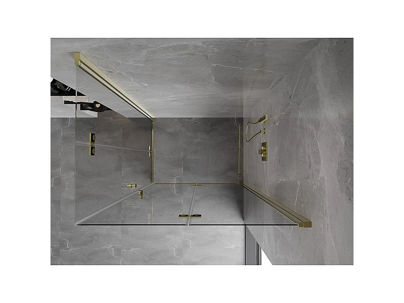 Mexen Mist-F Duo opvouwbare douchecabine rechts 80 x 90 cm, transparant, goud - 8A6-080L-090P-50-00