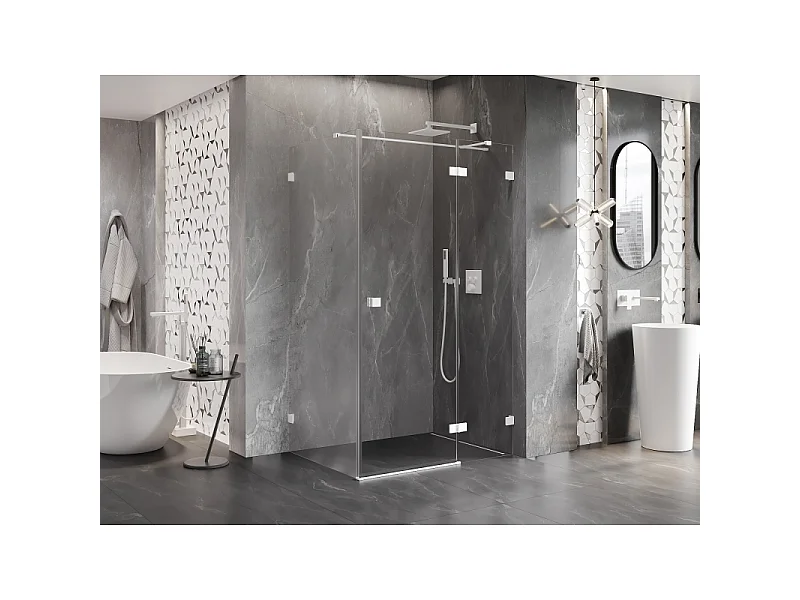 Mexen Lunar T right hinged shower enclosure 135 x 110 cm, transparent, white - 834T-135-110-20-00-P