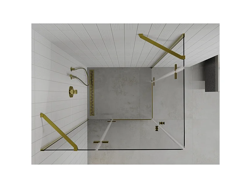 Mexen Roma Duo Duschkabine schwenkbar 90 x 80 cm, transparent, gold - 854-090-080-50-00-02