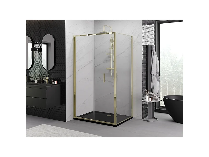 Mexen Exo cabina doccia pieghevole 80 x 90 cm, trasparente, oro - 816-080-090-50-00