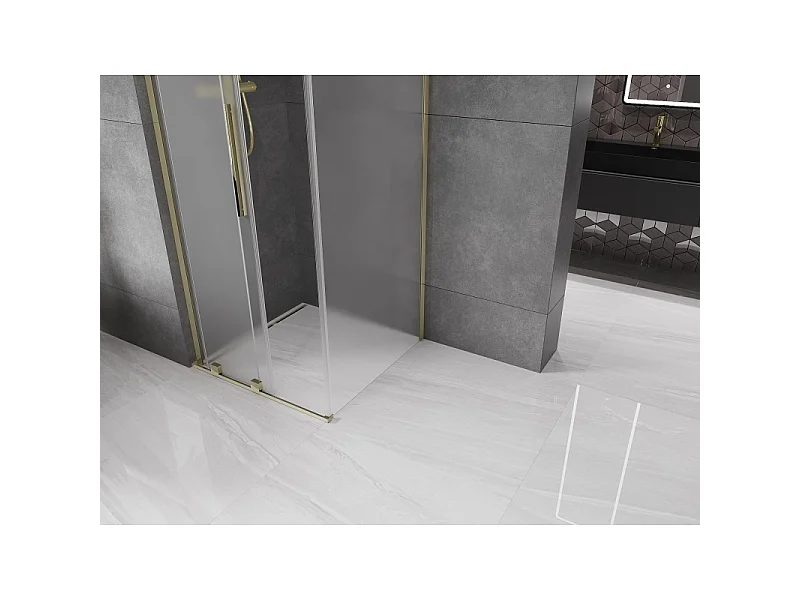 Mexen Velar L Schiebeduschkabine 100 x 100 cm, matt, gold - 871-100-100-33-50