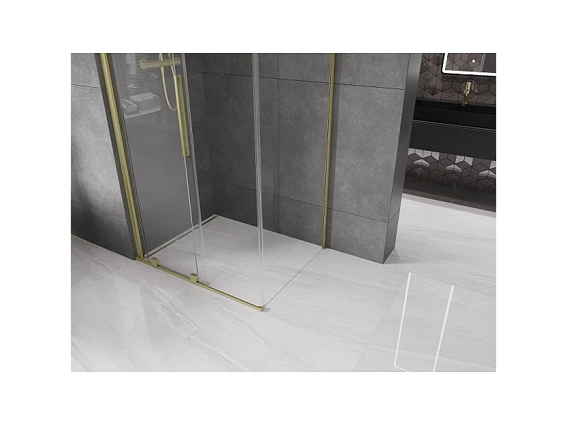 Mexen Velar sliding shower cabin 120 x 110 cm, transparent, brushed gold - 871-120-110-01-55