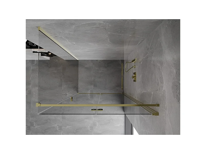 Mexen Mist-F sammenklappelig brusekabine højre 110 x 90 cm, transparent, guld - 8A6T-110-090-50-00-P