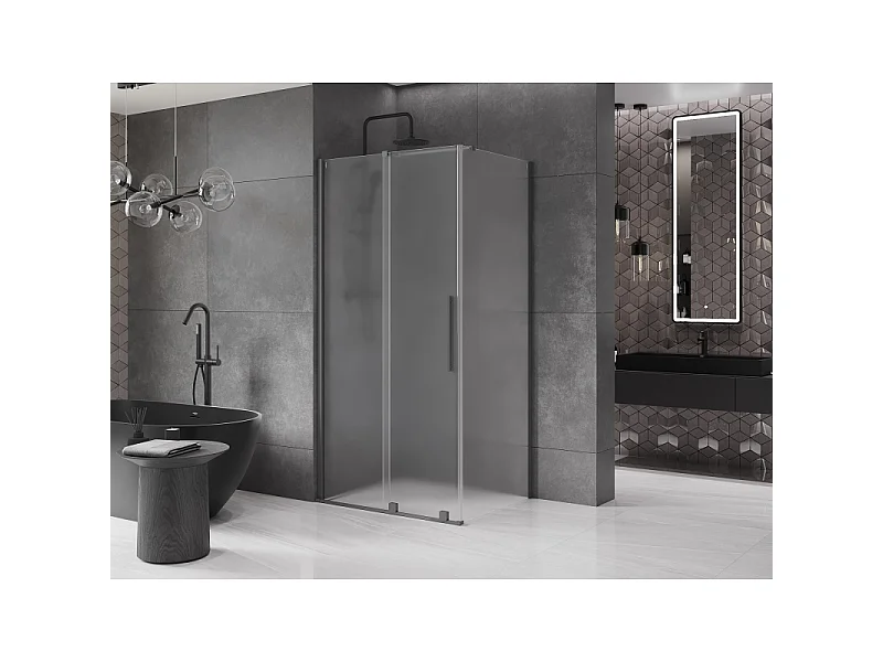 Mexen Velar schuifdouchecabine 130 x 85 cm, matglas, gun metal - 871-130-085-31-95