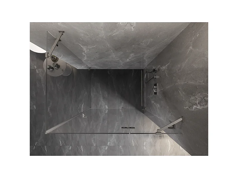 Mexen Lunar cabine de douche pivotante droite 70 x 80 cm, transparent, nickel brossé - 834-070-080-97-00-P