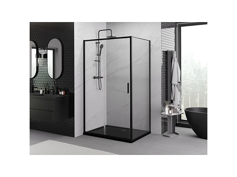 Mexen Exo Schiebeduschkabine 190 x 70 cm, transparent, schwarz - 8151-190-070-70-00